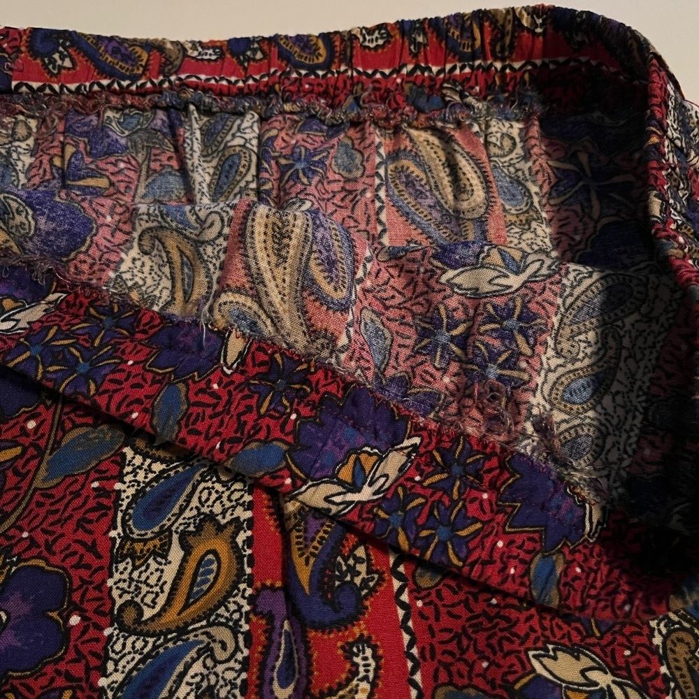 Handmade Multicolor Paisley Floral Elastic Waist Skirt M-L - Picture 3 of 7
